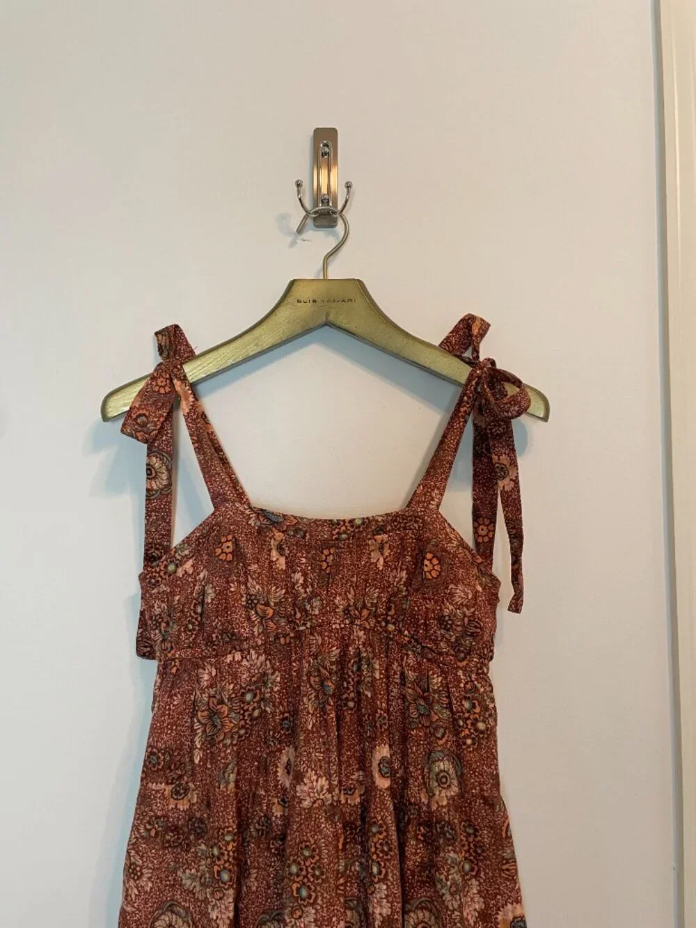 ULLA JOHNSON Cordelia Rosebud Floral Smocked Boho Midi Dress \\ 00 (XS) - Picture 3 of 11
